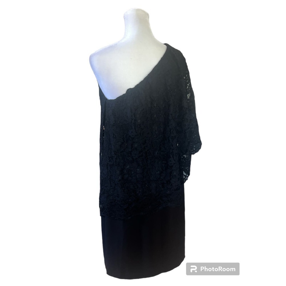 Nanette Lepore Eastern Opulence‎ One Shoulder Lace Overlay Dress Black Size 4 - Picture 4 of 6
